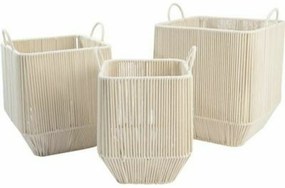 Σετ Καλαθιών DKD Home Decor Μπεζ Μέταλλο (3 Τεμάχια)