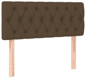 vidaXL Κρεβάτι Boxspring με Στρώμα &amp; LED Σκ.Καφέ 120x200 εκ Υφασμάτινο