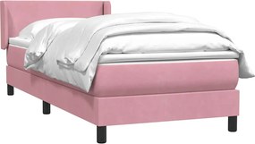 vidaXL Box Spring κρεβάτι με στρώμα ροζ 90x210 εκ. Βελούδινο