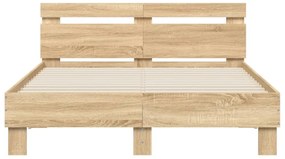 vidaXL Πλαίσιο Κρεβατιού με Κεφαλάρι/LED Sonoma δρυς 120x200 εκ.