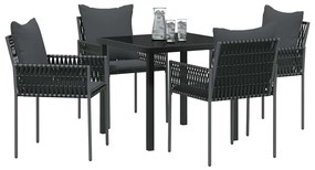 vidaXL Σέτ φαγητού για κήπο 5 pcs Μαύρο Πολυ ράταν