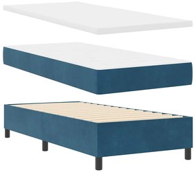 vidaXL Κρεβάτι με ελατήρια με κεφαλάρι Μπλε 90 x 200 cm Βελούδο