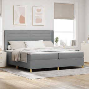 vidaXL Κρεβάτι Box Spring με Στρώμα Γκρι ανοιχτό 200x200 εκ Υλικό