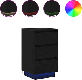vidaXL Κομοδίνο με φώτα LED Μαύρο 38x34x65 cm