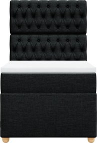 vidaXL Κρεβάτι Boxspring με Στρώμα Μαύρο 90x190 εκ.Υφασμάτινο
