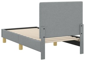 vidaXL Κρεβατική βάση για παιδιά με προσκέφαλο Ανοιχτό γκρι ύφασμα