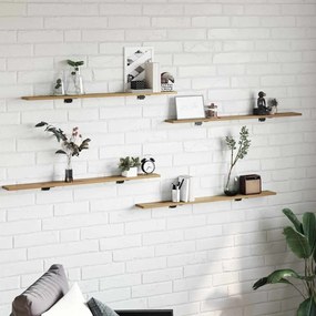 vidaXL Ράφι Βιβλίων 4 pcs Καφέ 100 x 10 x 1,5 cm Επεξεργασμένο ξύλο
