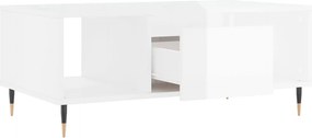 vidaXL Τραπεζάκι Σαλονιού Γυαλ. Λευκό 90x50x36,5 εκ. Επεξεργ. Ξύλο