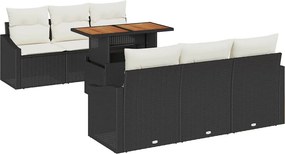 vidaXL Σετ Καναπέ Κήπου με αποθήκευση 7 pcs Μαύρο Πολυ ράταν