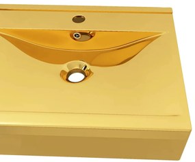 vidaXL Νιπτήρας με Οπή Υπερχείλισης Χρυσός 60 x 46 x 16 εκ. Κεραμικός