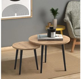Τραπεζάκι Σαλονιού Σετ 2 Τμχ Roma Oak 60x60x46 GP022-0072,6 Megapap-GP022-0072,6-Καφέ GP022-0072,6