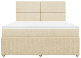 ΚΡΕΒΑΤΙ BOXSPRING ΜΕ ΣΤΡΩΜΑ ΚΡΕΜ 180X200 ΕΚ. ΥΦΑΣΜΑΤΙΝΟ 3294433