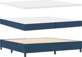 vidaXL LED Κρεβάτι με βάθρο με κεφαλάρι Μπλε 200 x 200 cm ύφασμα