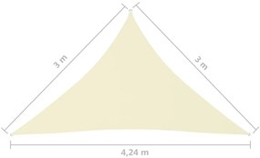 Πανί Σκίασης Τρίγωνο Κρεμ 3 x 3 x 4,24 μ. από Ύφασμα Oxford - Κρεμ
