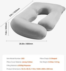 VEVOR Pregnancy Pillow G-Shaped Full Body Maternity Pillow Soft and Breathable