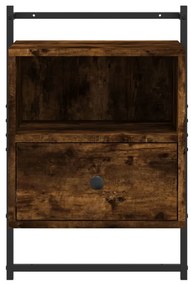 vidaXL Κομοδίνα Επιτοίχια 2 τεμ. Καπνιστή Δρυς 40x30x61 εκ Επεξ. Ξύλο