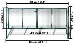 Πόρτα Περίφραξης Κήπου με Πλέγμα  289 x 175 εκ. / 306 x 225 εκ. - Πράσινο