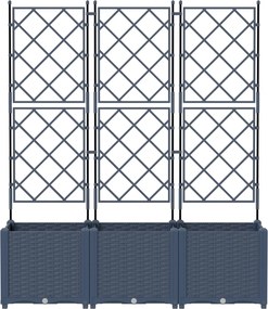vidaXL Γλάστρα Κήπου 3 τμχ. Γκρι 120 x 40 x 143 εκ. PP