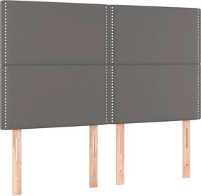 vidaXL Κρεβάτι Boxspring με Στρώμα &amp; LED Γκρι 140x200 εκ. Συνθ. Δέρμα