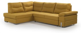 Γωνιακός καναπές κρεβάτι Gram με αποθηκευτικό χώρο, μουσταρδί 270x190x90cm – Αριστερή Γωνία – TED8545