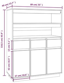 Ντουλάπι 89 x 40 x 116,5 εκ. από Μασίφ Ξύλο Πεύκου - Καφέ