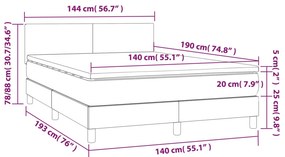 vidaXL Κρεβάτι Boxspring με Στρώμα Σκούρο Γκρι 140x190 εκ. Υφασμάτινο