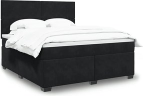 vidaXL Κρεβάτι Boxspring με Στρώμα Μαύρο 180x200 εκ. Βελούδινο