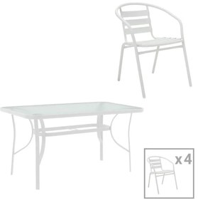 Τραπεζαρία Valor-Tade σετ 5τεμ μέταλλο σε λευκή απόχρωση