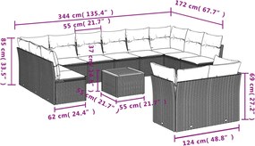 vidaXL Σετ Καναπέ Κήπου 13τεμ Μπεζ Συνθ. Ρατάν με Μαξιλάρια