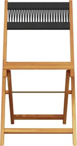 vidaXL Σετ Επίπλων Bistro 3 τεμ. Μαύρο Πολυπροπυλένιο/Μασίφ Ξύλο