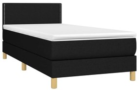 vidaXL Κρεβάτι Boxspring με Στρώμα Μαύρο 90x190 εκ.Υφασμάτινο