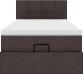 vidaXL Οθωμανικό κρεβάτι με στρώμα σκούρο καφέ 90x200cm ύφασμα