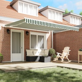 vidaXL Ανασυρόμενη τέντα Πράσινη και Λευκή 400x300 cm