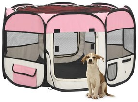Πάρκο Σκύλου Πτυσσόμενο Ροζ 110x110x58 εκ. με Σάκο Μεταφοράς