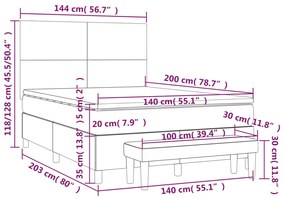 Κρεβάτι Boxspring με Στρώμα Σκούρο Γκρι 140x200 εκ. Βελούδινο - Γκρι