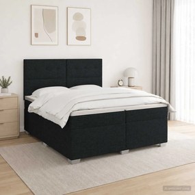 vidaXL Κρεβάτι box spring με στρώμα Μαύρο 200 x 200 cm Ύφασμα