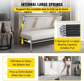 VEVOR Murphy Mounting Wall Springs Mechanism Heavy Duty Support Hardware DIY Kit for Queen Twin Size Bed (Horizontal), White