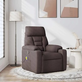 vidaXL Πολυθρόνα Μασάζ Ανακλινόμενη Σκούρο Καφέ Υφασμάτινη