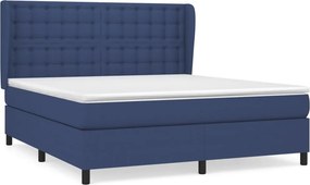 vidaXL Κρεβάτι Boxspring με Στρώμα Μπλε 180x200 εκ. Υφασμάτινο