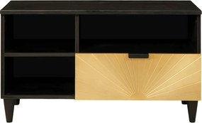 vidaXL Ντουλάπι TV Μαύρο και Χρυσό 80 x 33 x 46 εκ Επεξεργασμένο Ξύλο