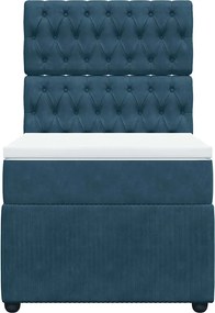 vidaXL Κρεβάτι Boxspring με Στρώμα Μπλε 100x200 εκ. Βελούδινο
