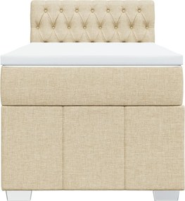 vidaXL Κρεβάτι Boxspring με Στρώμα Κρεμ 100 x 200 εκ. Υφασμάτινο