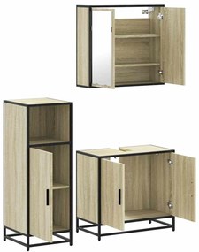 vidaXL Σετ Επίπλων Μπάνιου 3 Τεμαχίων Sonoma Δρυς Επεξεργασμένο Ξύλο