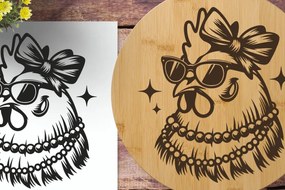 Σετ των 2 Intra απο ξύλο plywood 3mm-4mm πάχος Chicken Lady | Χαραγμένο με λέιζερ Δίασταση 30x20 cm INTRAFABR-124849909