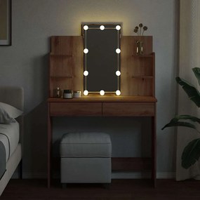 vidaXL Μπουντουάρ με LED Φώτα τεχνίτης Δρυς 96x40x142 εκ.