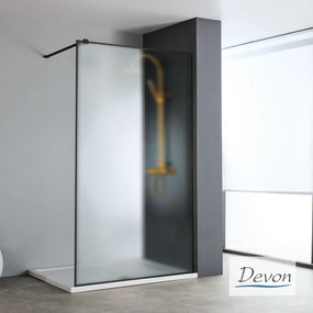 DEVON Iwis Fluted Walk-in Διαχωριστικό Κρύσταλλο Ντουζιέρας Fluted με βραχίονα στήριξης 67-69εκ Υ200εκ Black Matt