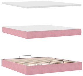 Οθωμανικό κρεβάτι με στρώματα &amp; LEDs Ροζ 160x200cm Velvet 3314479
