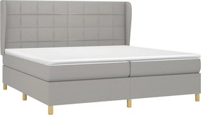 vidaXL Κρεβάτι Boxspring με Στρώμα Ανοιχτό Γκρι 200x200 εκ. Υφασμάτινο