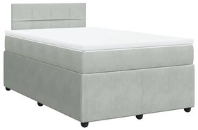 Κρεβάτι Boxspring με Στρώμα Ανοιχτό Γκρι 120x190 εκ. Βελούδινο - Γκρι