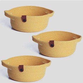 Καλάθια Αποθήκευσης (Σετ 3Τμχ) 171JTR1248 25x25x10cm Yellow Aberto Design Cotton